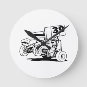 Personalized Sprint Car Hat, Customize it  Round Clock