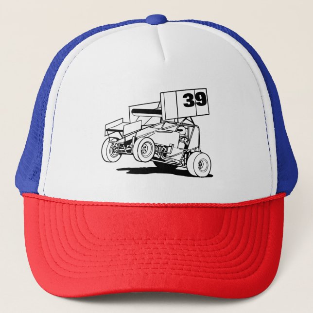 Personalized Sprint Car Hat, Customize it  Trucker Hat (Front)