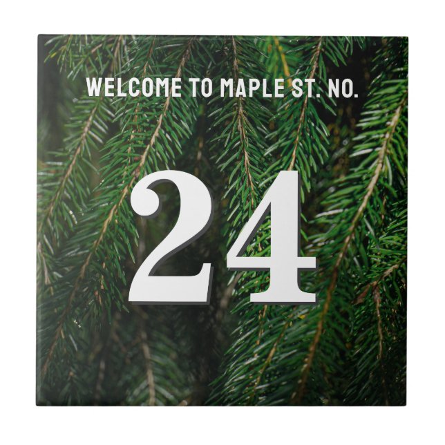 Personalized spruce tree House / Apartment Number Ceramic Tile (Front)