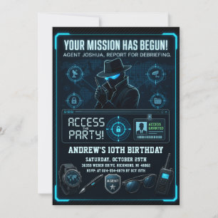 Personalized Spy Mission Birthday Invitation