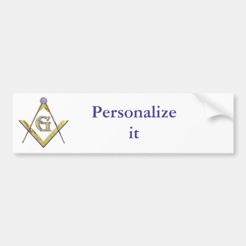 PERSONALIZED SQUARE AND COMPASSES MASONIC BUMPER STICKER