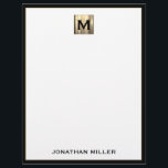 Personalized Square Brushed Metal Monogram Initial Letterhead<br><div class="desc">Create a professional impression with this personalized square brushed metal monogram initial letterhead. The design features a sleek and modern square monogram emblem in brushed metal finish with your initial in the center. Your name is elegantly displayed at the bottom in classic block typography. This letterhead is perfect for businesses,...</div>