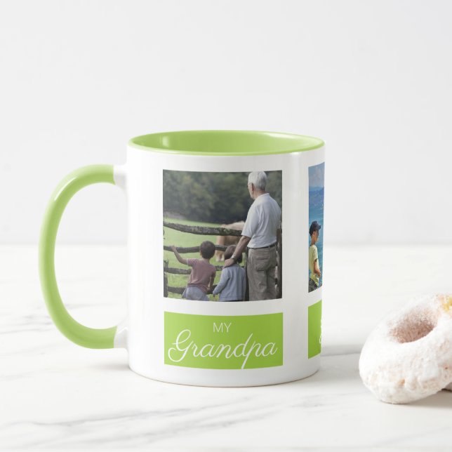 Personalized Square Collage Photo for Grandpa Mug (With Donut)