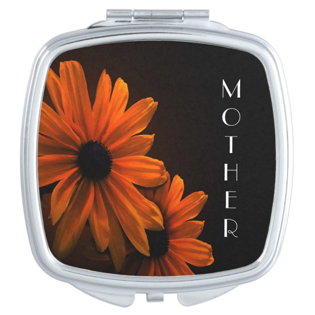Personalized Square Compact Mirror/Daisy Makeup Mirror (Front)