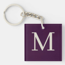 Personalized square Dark Purpule Monogrammed