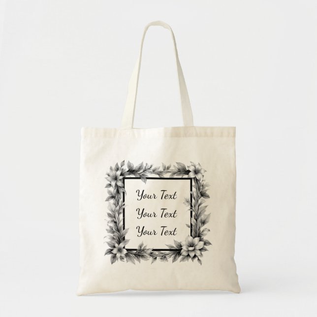 Personalized Square Floral Tote (Front)