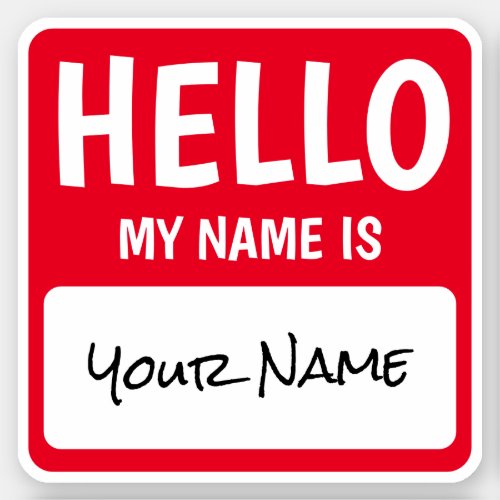Personalized Square Hello My Name Is Sticker