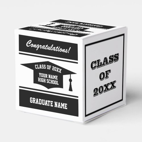 Personalized square High School graduation party Favor Boxes