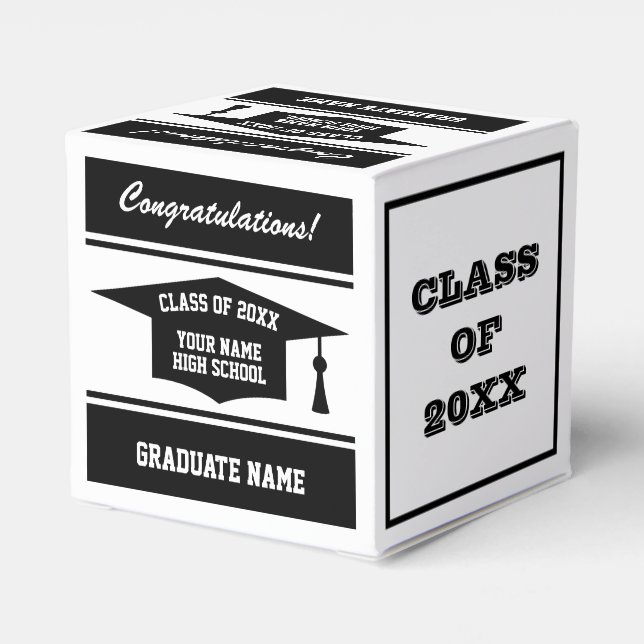 Personalized square High School graduation party Favor Boxes (Back Side)