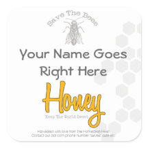 Personalized Square Honey Bottle Custom Label