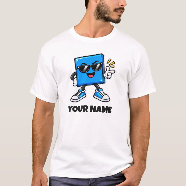 Personalized Square Name & Custom Text T-Shirt (Front)