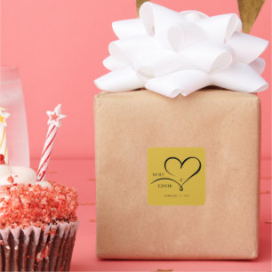 Personalized Square Sticker Custom Wedding Design