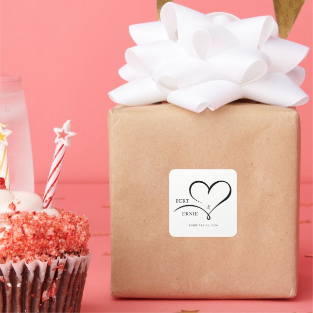 Personalized Square Sticker Custom Wedding Design (Party)
