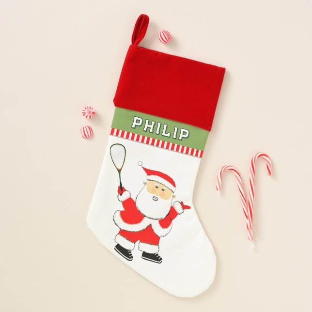 Personalized Squash Player Christmas Stocking (Front)