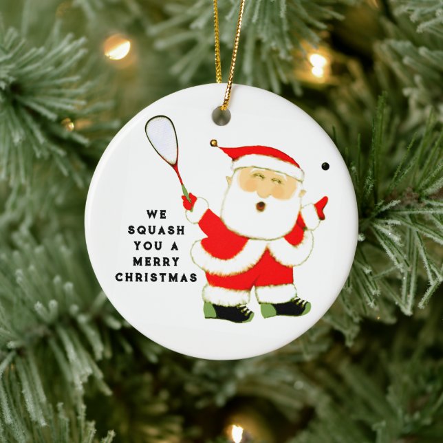 Personalized Squash Player Collectible Ceramic Ornament (Tree)