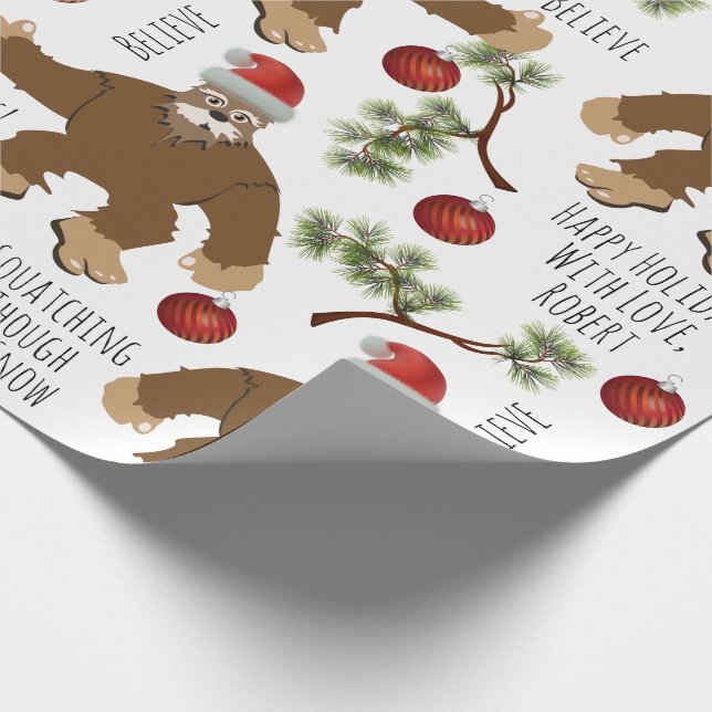 Personalized Squatching Through The Snow Wrapping Paper (Corner)