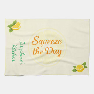 Personalized Squeeze the Day Lemon Kitchen Towel