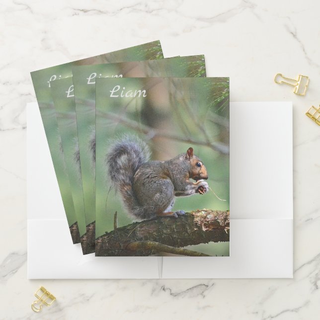 Personalized Squirrel Eating Lunch Pocket Folder (In Situ)