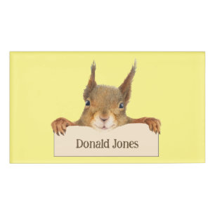 Personalized Squirrel Face Holding Custom Sign  Name Tag