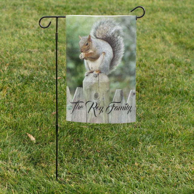 Personalized Squirrel garden flag (In SItu)