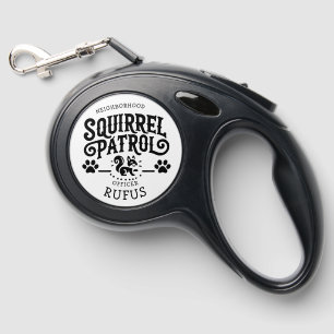 personalized squirrel patrol dog name retractable pet leash