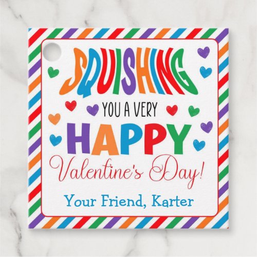 Personalized Squishing You a Happy Valentines Day Favor Tags