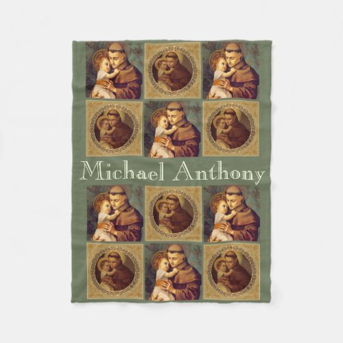 Personalized St Anthony of Padua  Child Jesus Fleece Blanket