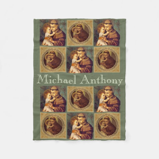 Personalized St. Anthony of Padua & Child Jesus Fleece Blanket (Front)