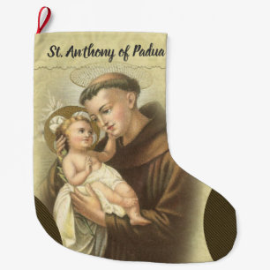 Personalized St. Anthony of Padua Prayer Large Christmas Stocking