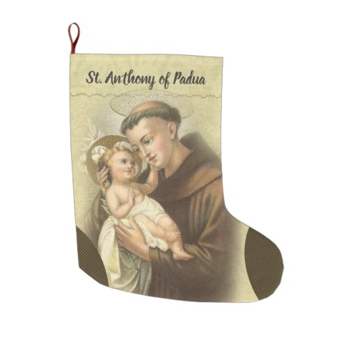 Personalized St Anthony of Padua Prayer Large Christmas Stocking