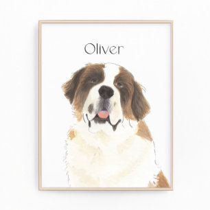 Personalized St. Bernard Art Photo Print