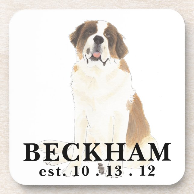 Personalized St. Bernard Beverage Coaster (Front)