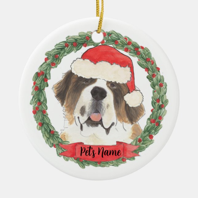 Personalized St. Bernard Ceramic Ornament (Front)