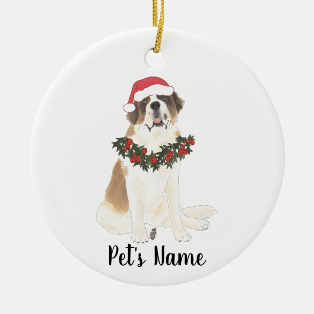 Personalized St. Bernard Ceramic Ornament (Front)