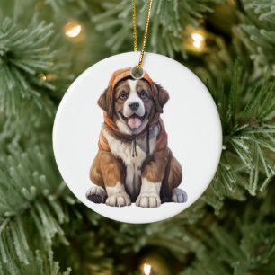 Personalized St. Bernard Saint Bernard Dog Ceramic Ornament