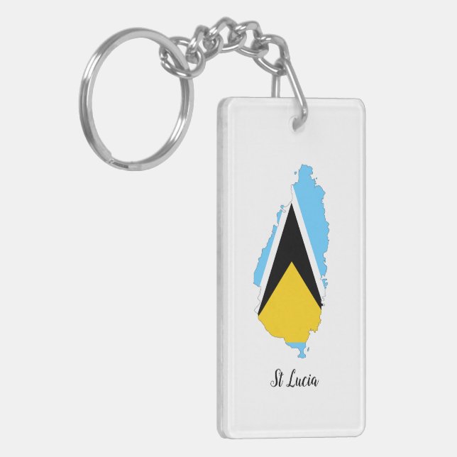 Personalized St Lucia  Flag Map   Keychain (Front Left)