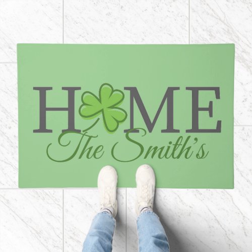 Personalized St Patrickâs Day Home Shamrock Doormat