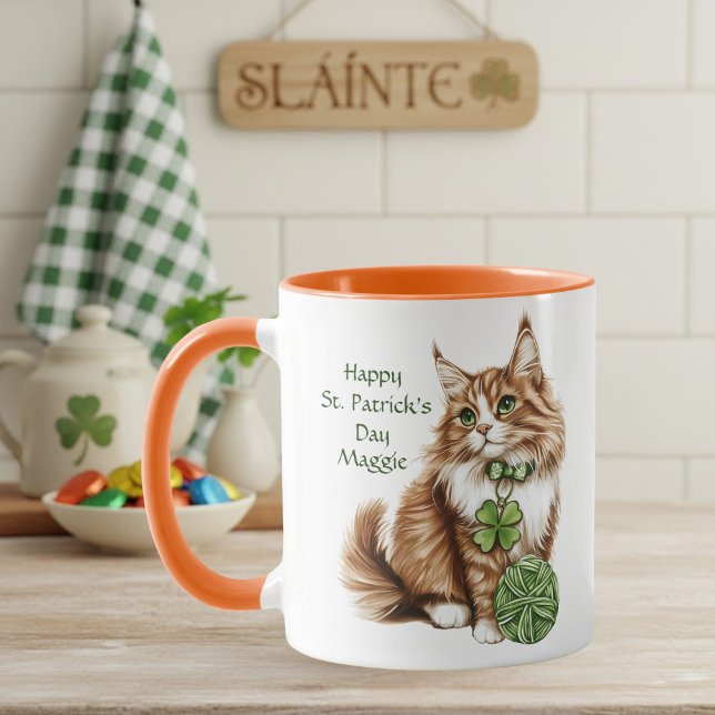 Personalized St. Patrick’s Day Long-Haired Cat Mug (Creator Uploaded)