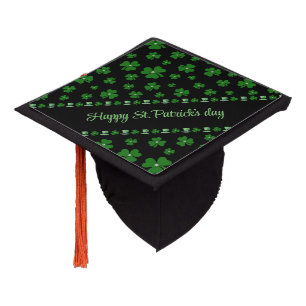Personalized St. Patrick’s Day Shamrock on Black Graduation Cap Topper
