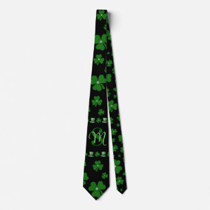Personalized St. Patrick’s Day Shamrock on Black Neck Tie