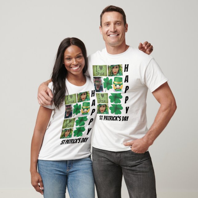 Personalized  St Patrick's Day 9  Photo Collage T-Shirt (Unisex)