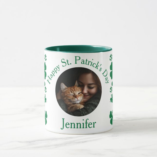 Personalized St. Patrick's Day - Cat Lovers Gift Mug (Center)