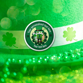Personalized St. Patrick's Day Cat Shoemaker Button