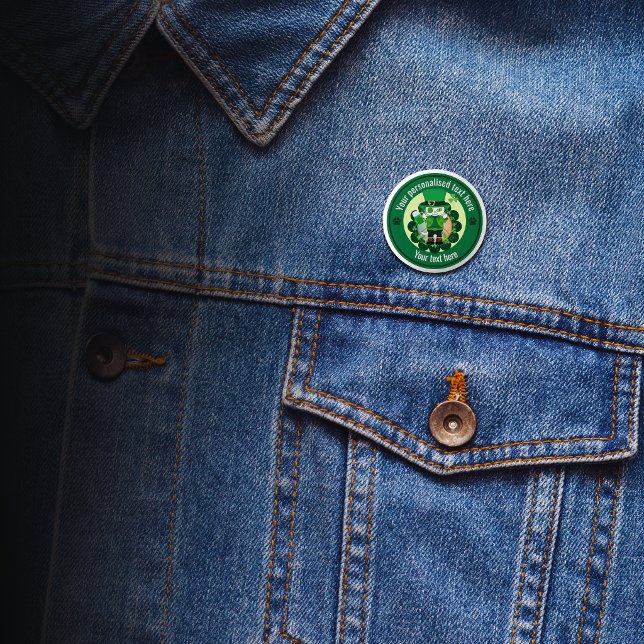 Personalized St. Patrick's Day Cat Shoemaker  Button (St. Patrick's Day in Montreal 1 Inch Round Button)