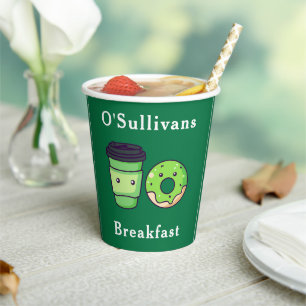 Personalized St. Patrick's Day Donut Coffee Paper Cups