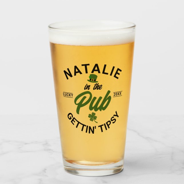 Personalized St Patricks Day Funny Group Drinking Glass (Front Filled)