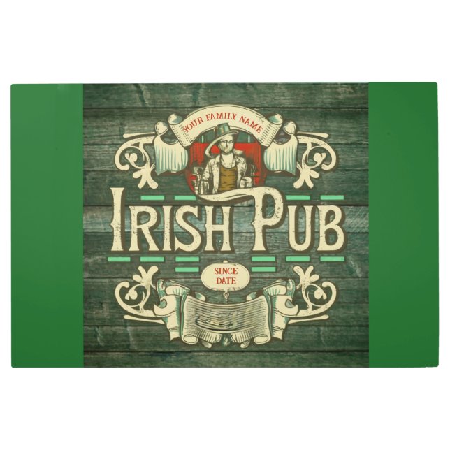 Personalized St Patricks day Funny Irish Pub  Metal Print (Front)