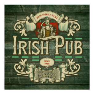 Personalized St Patricks day Funny Irish Pub  Poster