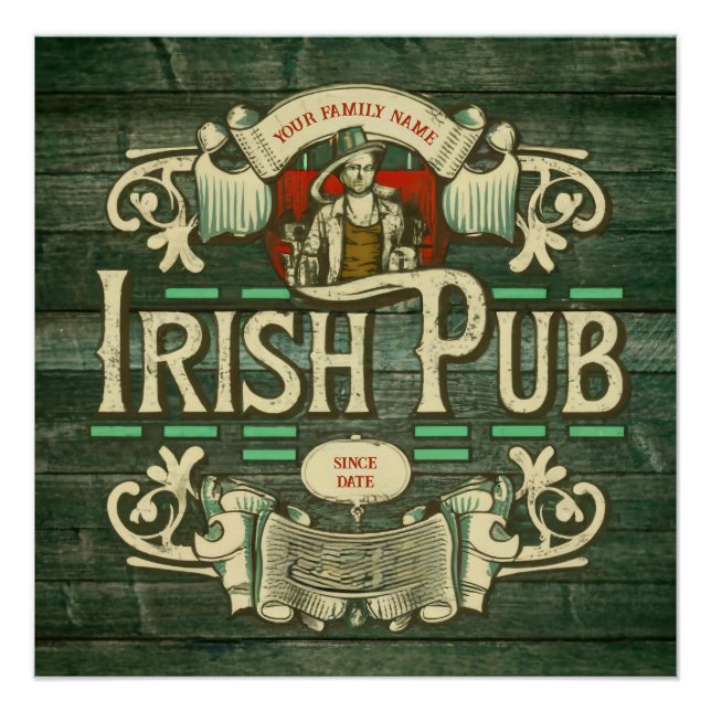 Personalized St Patricks day Funny Irish Pub  Poster (Front)