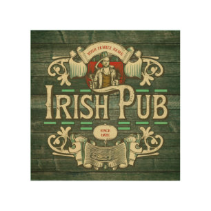 Personalized St Patricks day Funny Irish Pub Wood Wall Art